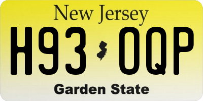 NJ license plate H93OQP