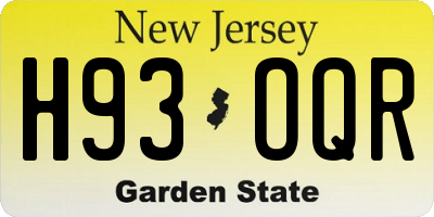 NJ license plate H93OQR