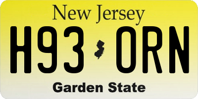 NJ license plate H93ORN