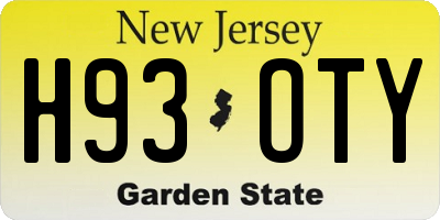 NJ license plate H93OTY