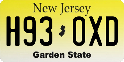 NJ license plate H93OXD