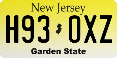 NJ license plate H93OXZ