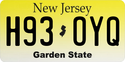 NJ license plate H93OYQ