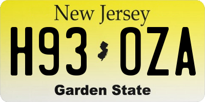 NJ license plate H93OZA