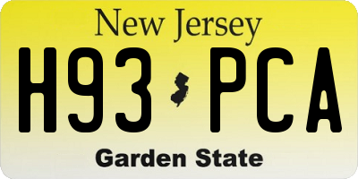 NJ license plate H93PCA