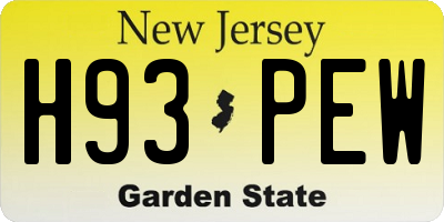 NJ license plate H93PEW