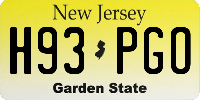 NJ license plate H93PGO