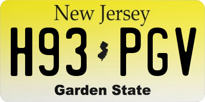 NJ license plate H93PGV
