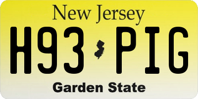 NJ license plate H93PIG