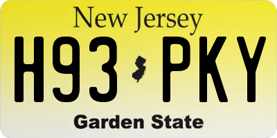 NJ license plate H93PKY