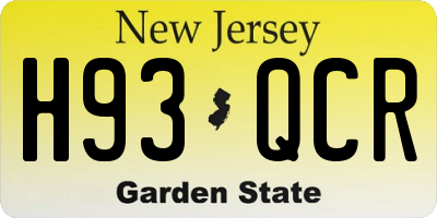NJ license plate H93QCR