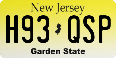 NJ license plate H93QSP