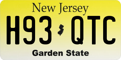 NJ license plate H93QTC