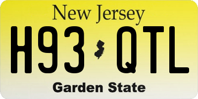 NJ license plate H93QTL