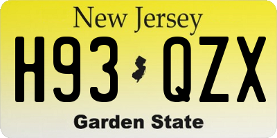 NJ license plate H93QZX