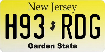 NJ license plate H93RDG