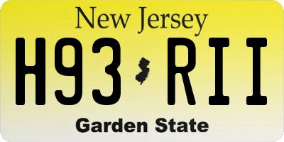 NJ license plate H93RII