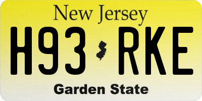 NJ license plate H93RKE