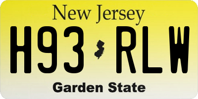 NJ license plate H93RLW