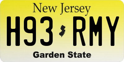 NJ license plate H93RMY