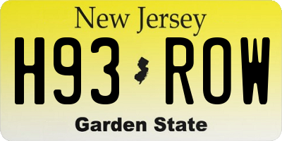 NJ license plate H93ROW