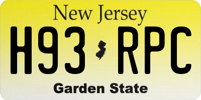 NJ license plate H93RPC
