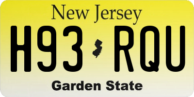 NJ license plate H93RQU
