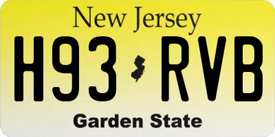 NJ license plate H93RVB