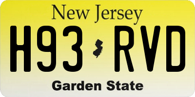 NJ license plate H93RVD