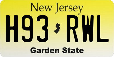 NJ license plate H93RWL