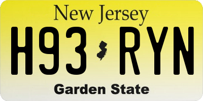 NJ license plate H93RYN