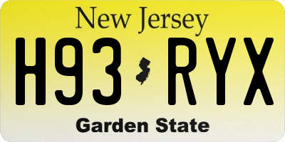 NJ license plate H93RYX