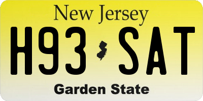 NJ license plate H93SAT