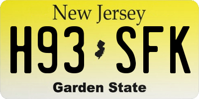 NJ license plate H93SFK