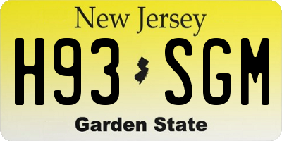 NJ license plate H93SGM