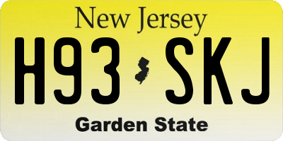NJ license plate H93SKJ