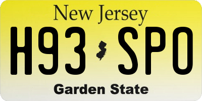 NJ license plate H93SPO