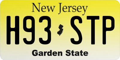 NJ license plate H93STP