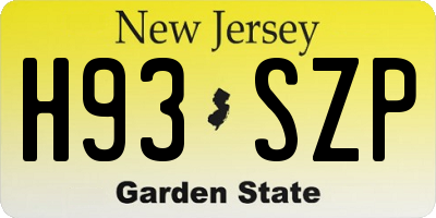 NJ license plate H93SZP