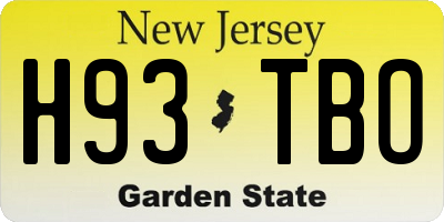 NJ license plate H93TBO