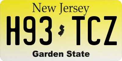 NJ license plate H93TCZ