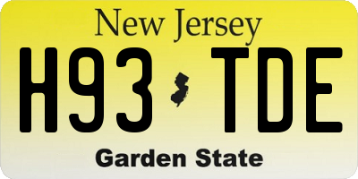 NJ license plate H93TDE