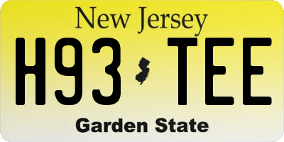 NJ license plate H93TEE
