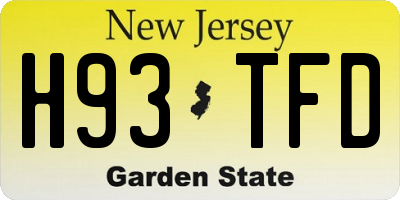 NJ license plate H93TFD