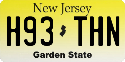 NJ license plate H93THN