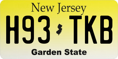NJ license plate H93TKB