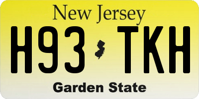 NJ license plate H93TKH