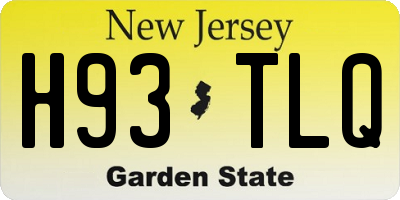 NJ license plate H93TLQ