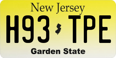 NJ license plate H93TPE