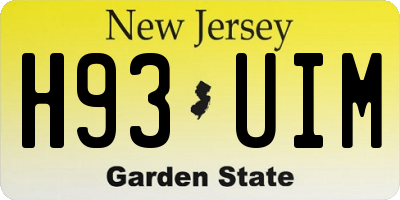 NJ license plate H93UIM
